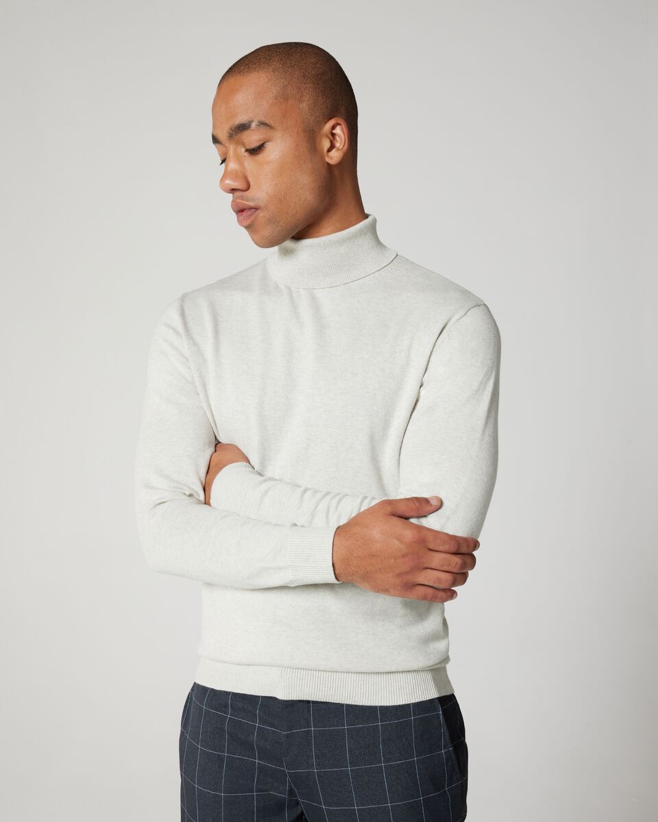 Long Sleeve Cashmere And Organic Cotton Roll Neck Knit 